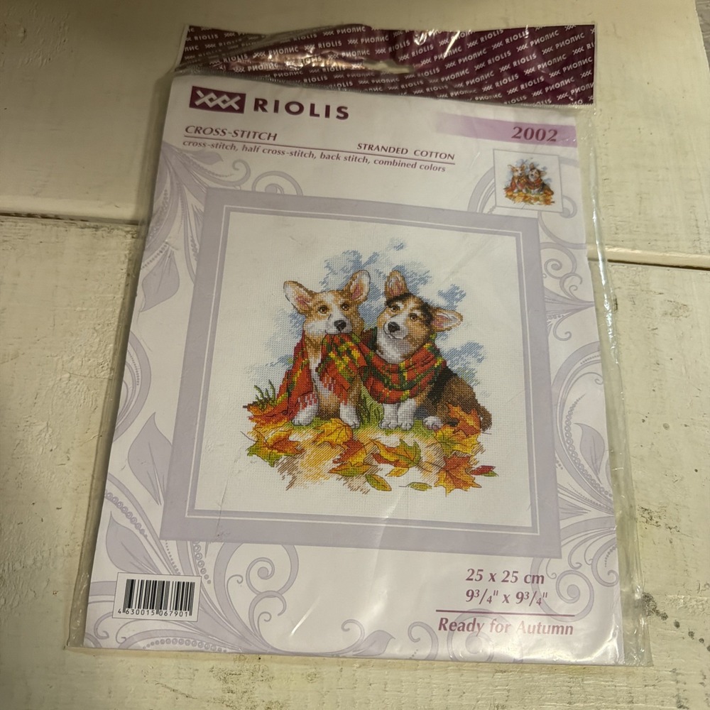 Riolis Counted Cross Stitch Kit Ready for Autumn R2002 Corgi Dogs